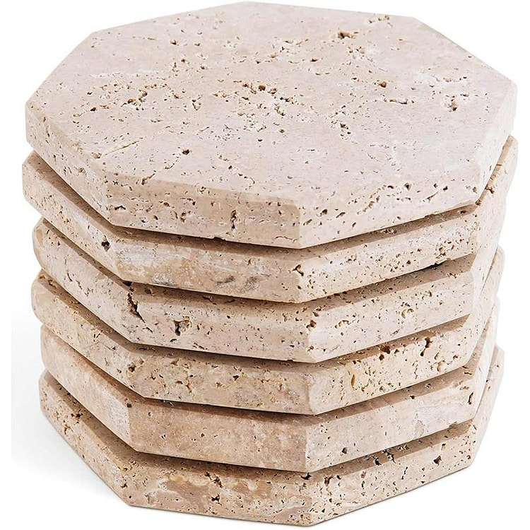 Radicaln Travertine Marble Star Mug Coaster Setof6