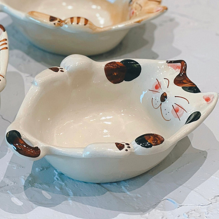 Hasami ware Cutie Kitty Rice Bowl -Black brown cat