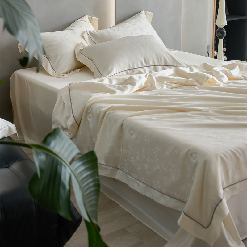 Tencel Cooling Quilt 3Pcs Set Ivory Cream-Twin 2000 그램