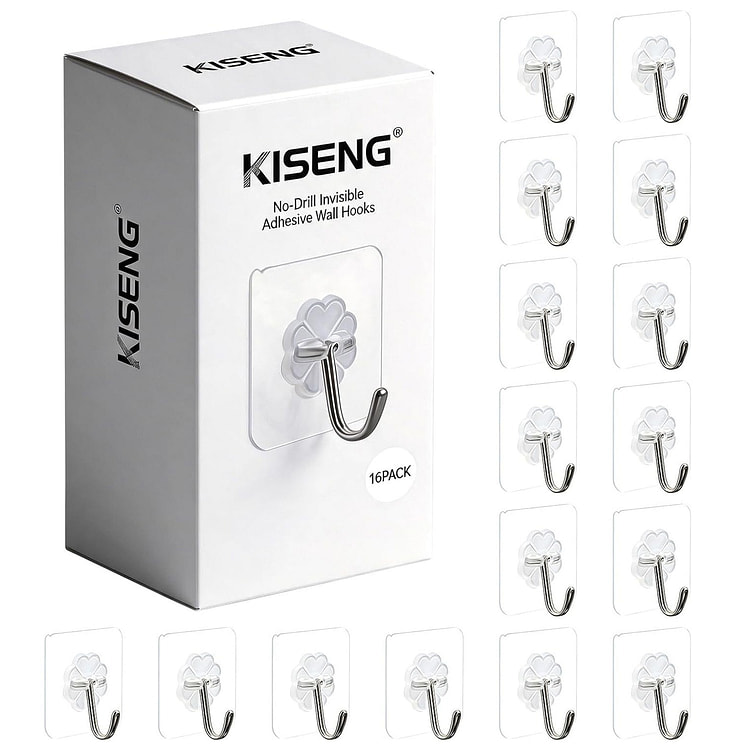 16 Pack Crystal Clear Adhesive Hooks for Hanging 1 pack