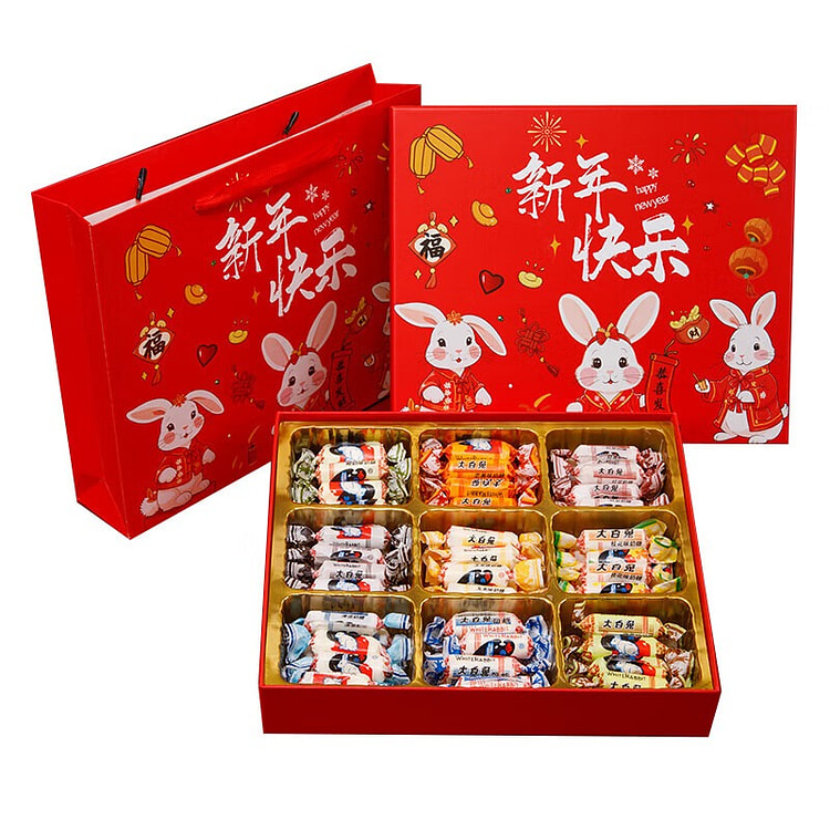 大白兔奶糖糖果【新年快乐】礼盒零食春节新年礼物 399 克