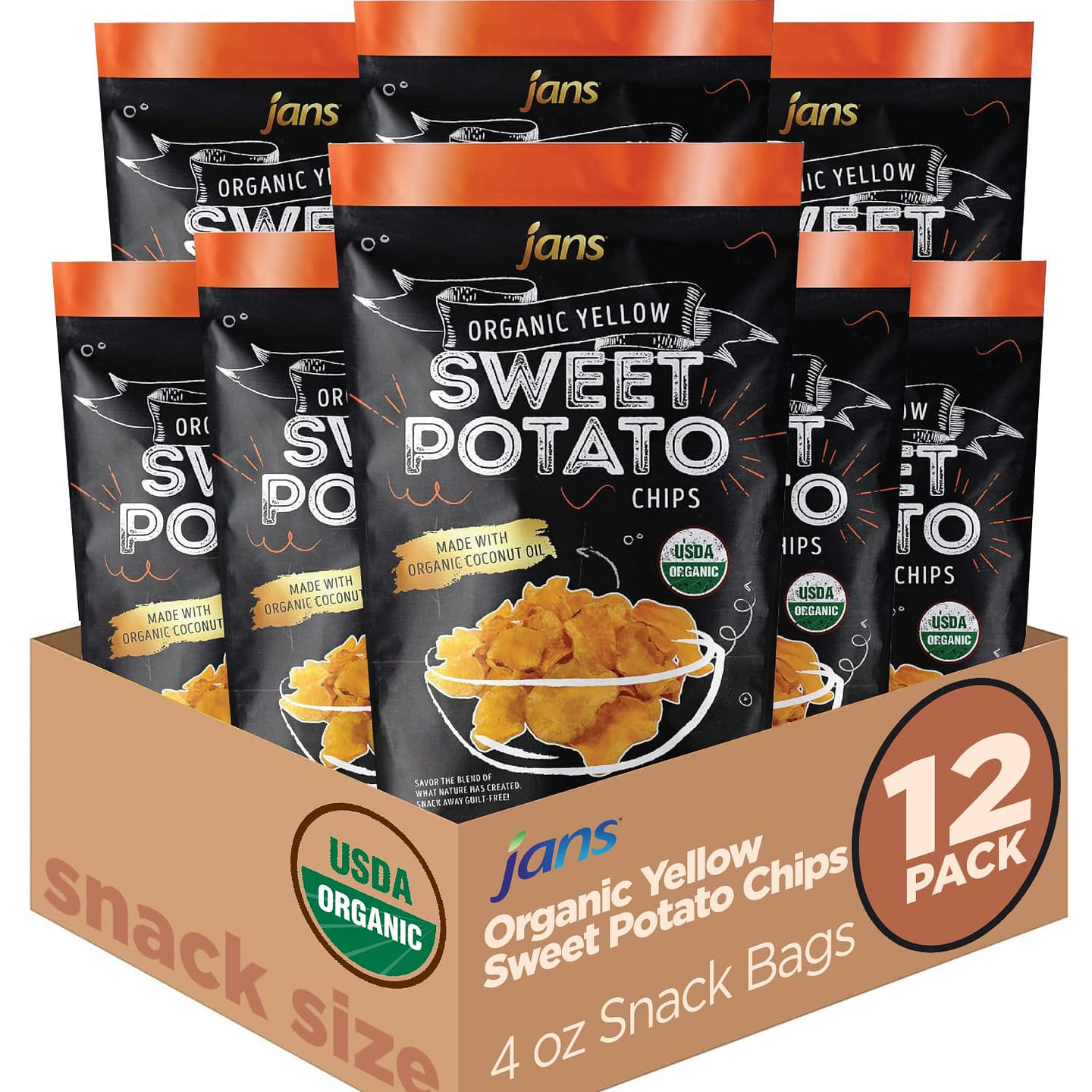 Jans Sweet Potato Chips Yellow 4.0oz Pack of 12 4 oz*12 pack