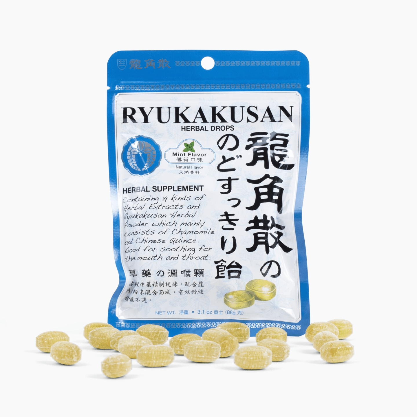 RYUKAKUSAN HERBAL DROP Bag Type (Mint) (32 drops, 88g) 32 count