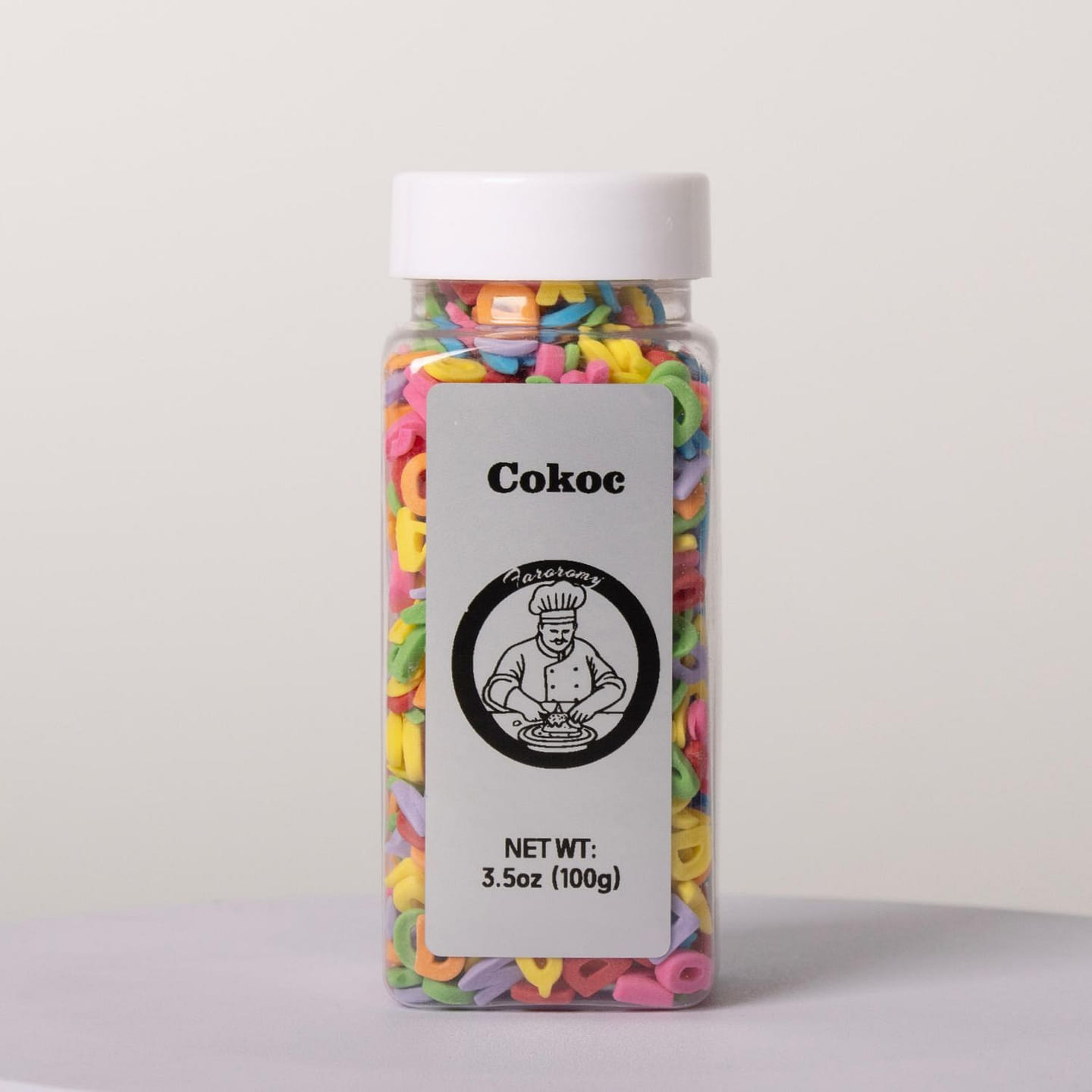 Cokoc Edible Sugar Sprinkles Rainbow Color Letters 3.5 oz