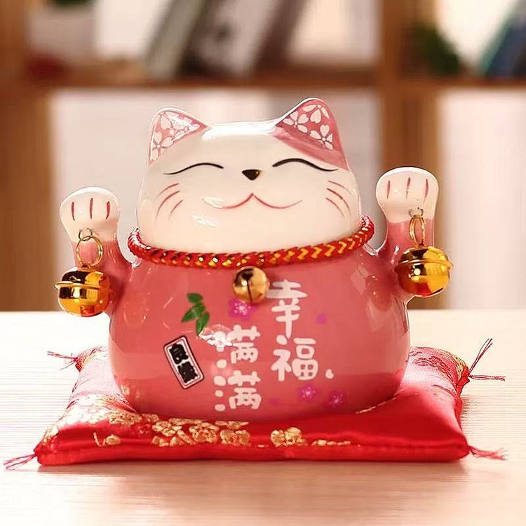 招财猫小摆件陶瓷创意家居装饰 《幸福满满》