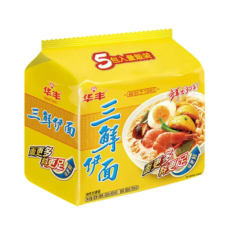 华丰三鲜伊面方便面量贩装5包入430g*1袋 430 克