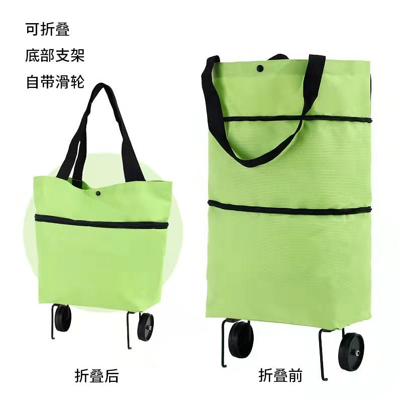 Portable Foldable Wheeled Cart for Grocery Shopping, Grass Green 1 count