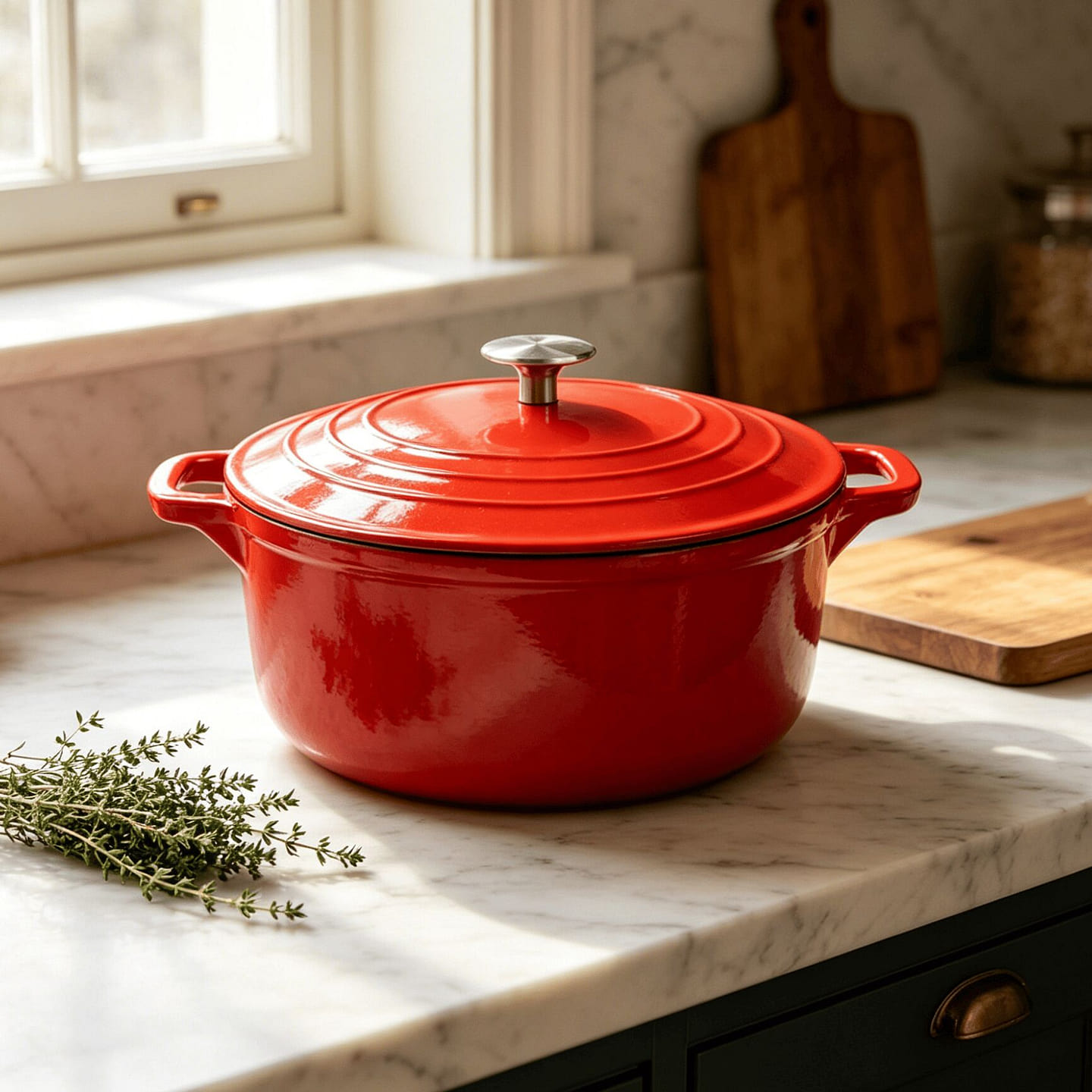 Premium Black Glaze 5.5QT Cast Iron Dutch Oven-Red 1 each