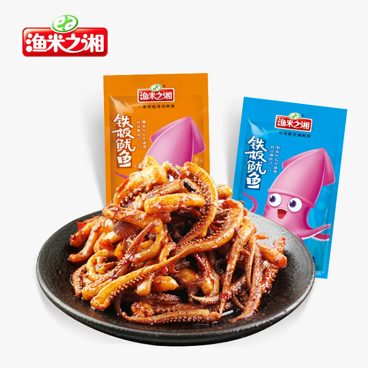 鱿鱼须海味熟食即食零食小吃-香辣味8g*20包