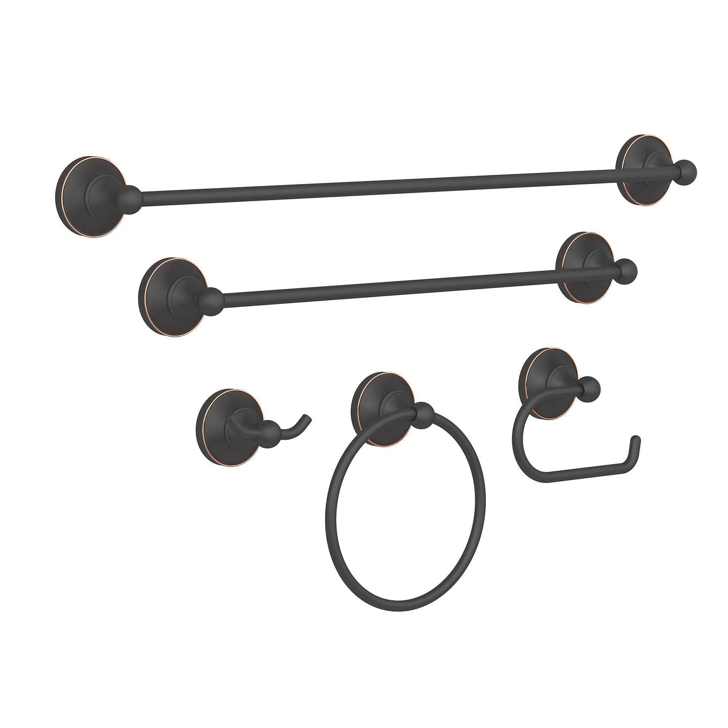 5-Piece Bath Hardware Set with Towel Ring/Bar Toilet Paper Holder Hook in ORB 2.56 lb