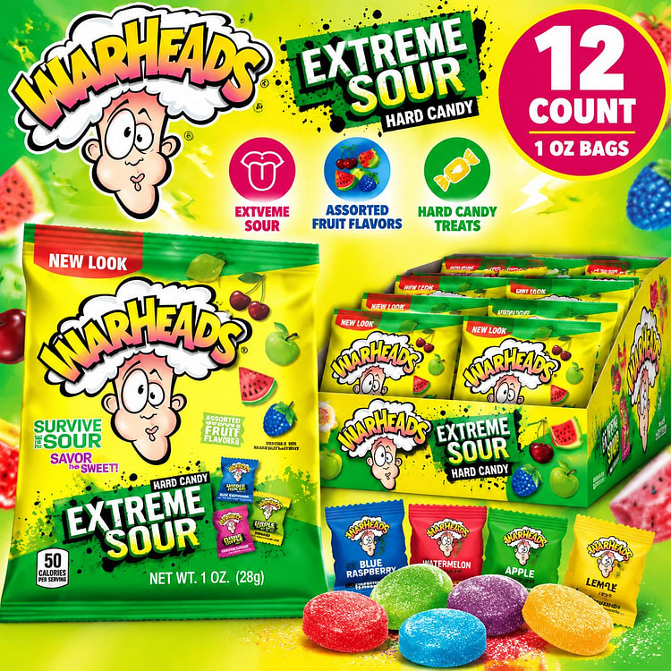 Warheads Extreme Sour Hard Candy 1oz 12ct 1 each