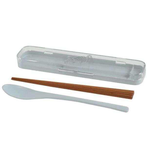 Japan Chaco Chopsticks&Spoon w Case Set - Blue