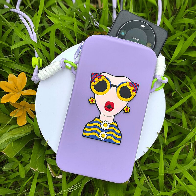可爱硅胶多功能时尚手机包 浅紫色 1 个