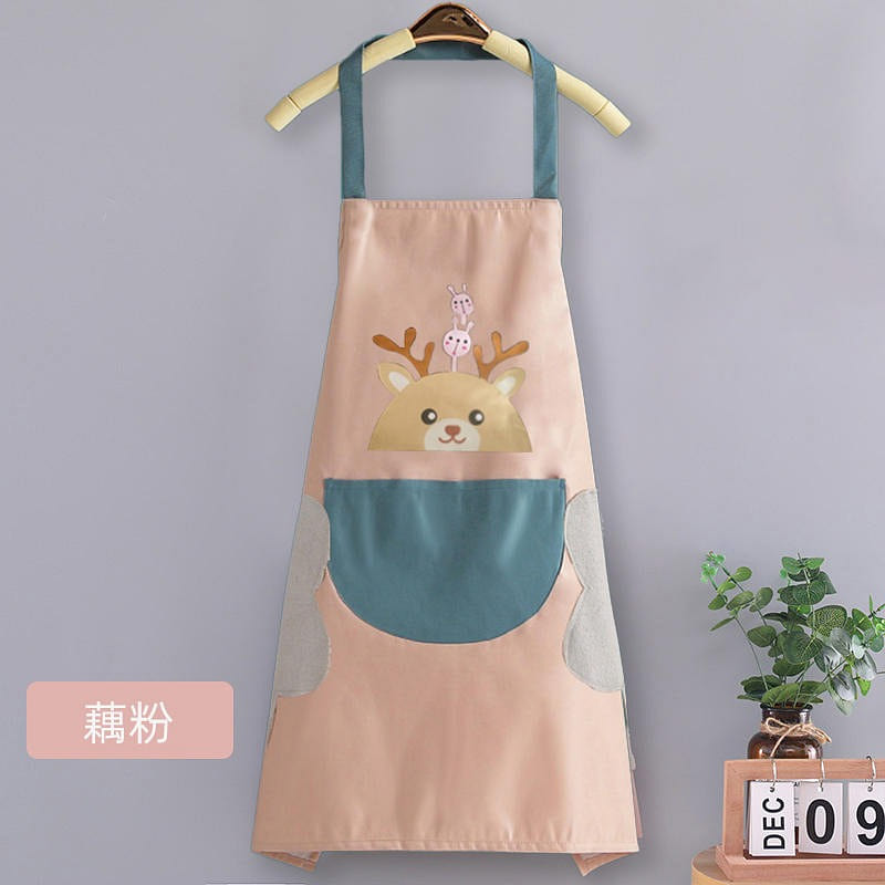 New Chinese Style Deer Cartoon Apron Couple Model Can Wipe Hands Pink 1 count
