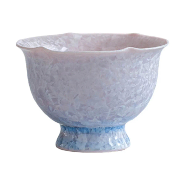 结晶釉冰晶花口杯 主人杯 茶杯 单杯 陶瓷-粉蓝 1 个