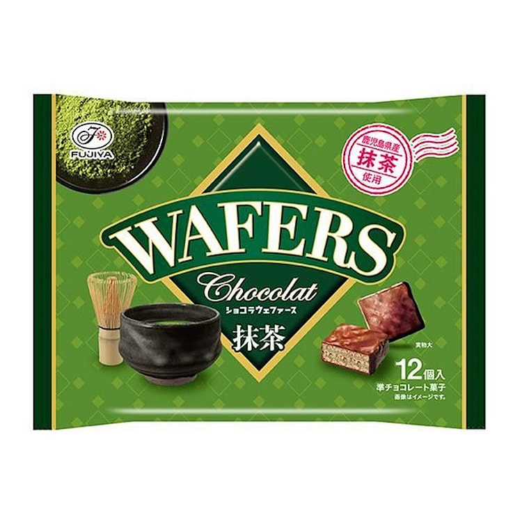 FUJIYA WAFERS Chocolate Wafers Matcha Flavor 12p 1 pack