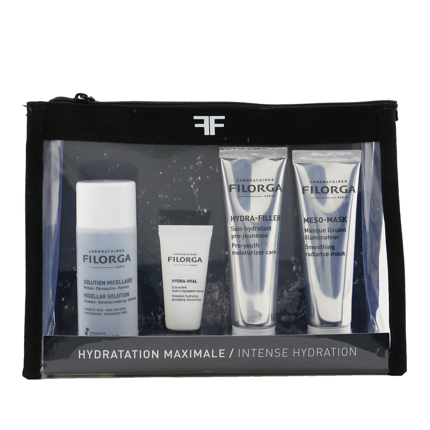 Filorga Intense Hydration Set: Micellar Solution 50ml+Hydra-Hyal 7ml+Hydra-Filler 30ml+Meso Mask 30ml+Bag 4pcs+1bag 4 g