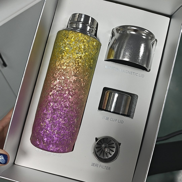 Gradient color pure titanium thermos cup 410 ml