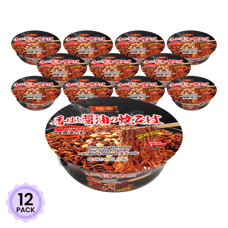 麺楽 香ばし醤油の焼きそば 特製醤油だれ 4.1 オンス*12 パック