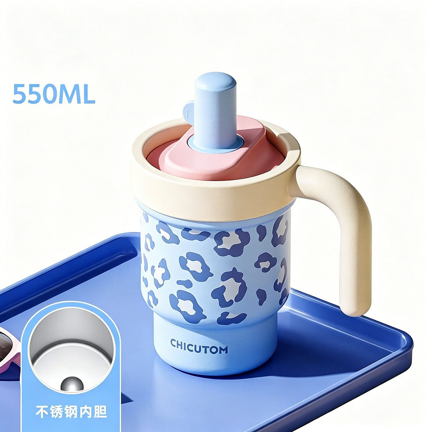Qigutang Insulated Water Bottle #Blue 550ml 1 box