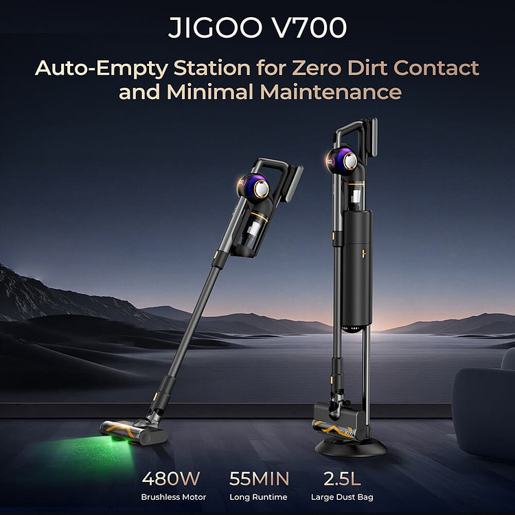 JIGOO V700无绳吸尘器 立式手持式吸尘器 2500 毫升