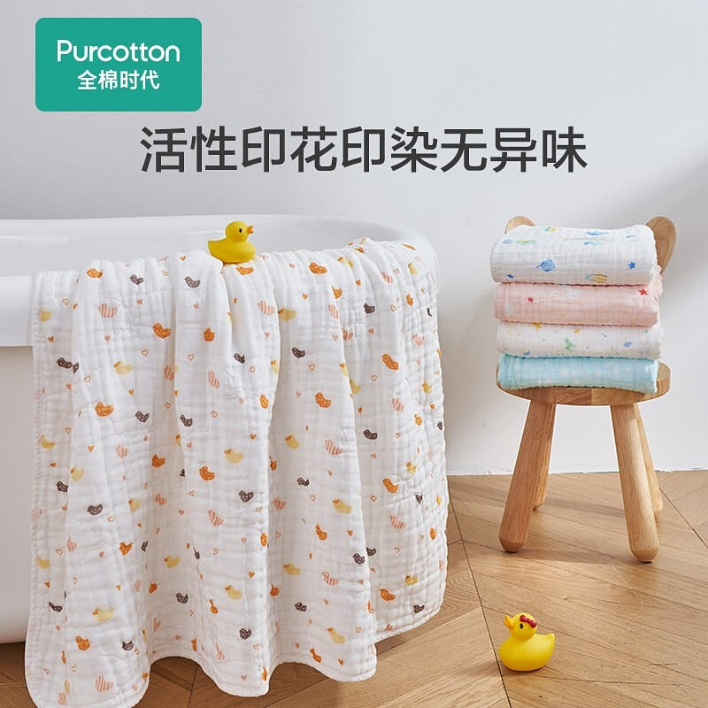Purcotton Baby gauze bath towel, duckling style, 115 * 115cm 1 each