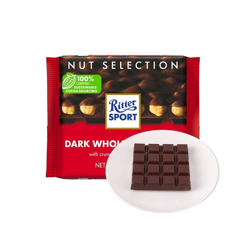 Ritter Sport Dark Chocolate with Whole Hazelnuts 100 g