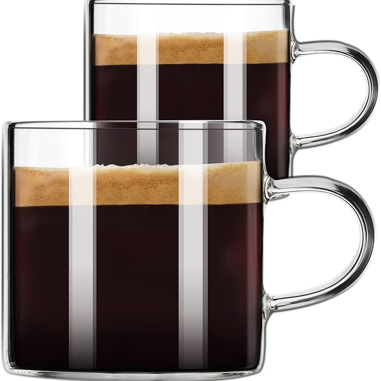 A set of two espresso cups with handles,4.3 ounces