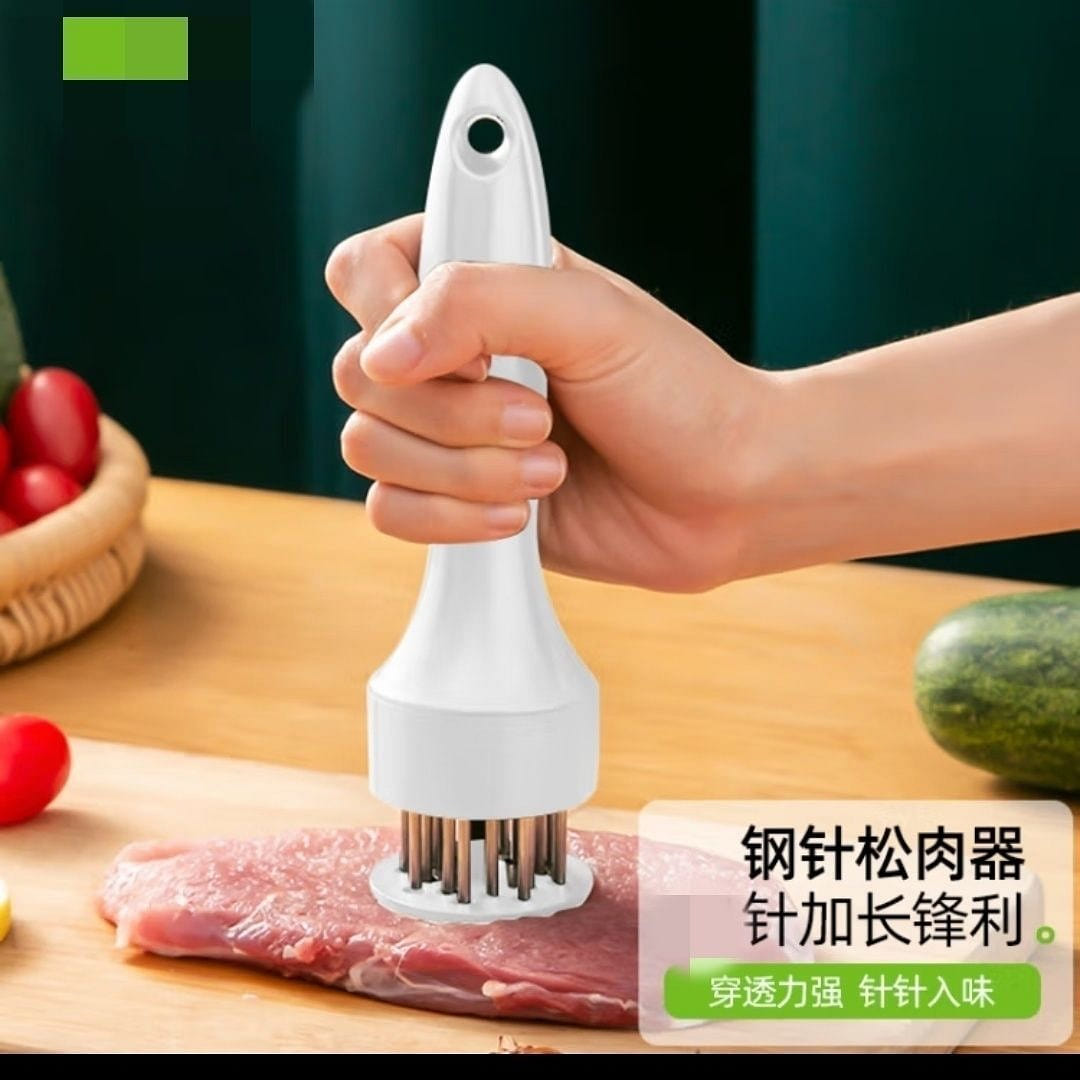 Stainless steel hole puncher, meat puncher, white 1 count