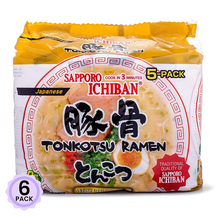 Sapporo Ichiban 方便面 猪骨口味 5袋入 18.5 盎司*6 包