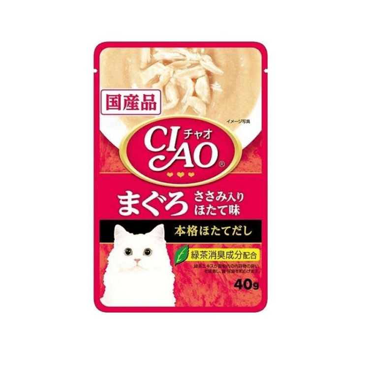伊纳宝CIAO猫咪零食 袋装湿粮餐包 金枪鱼扇贝 40 克 (min 3)