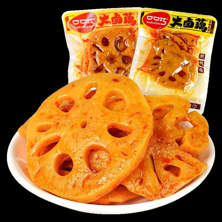 口口巧藕片卤味香辣脆藕片麻辣素食莲藕丁小包装下饭菜零食小吃500g