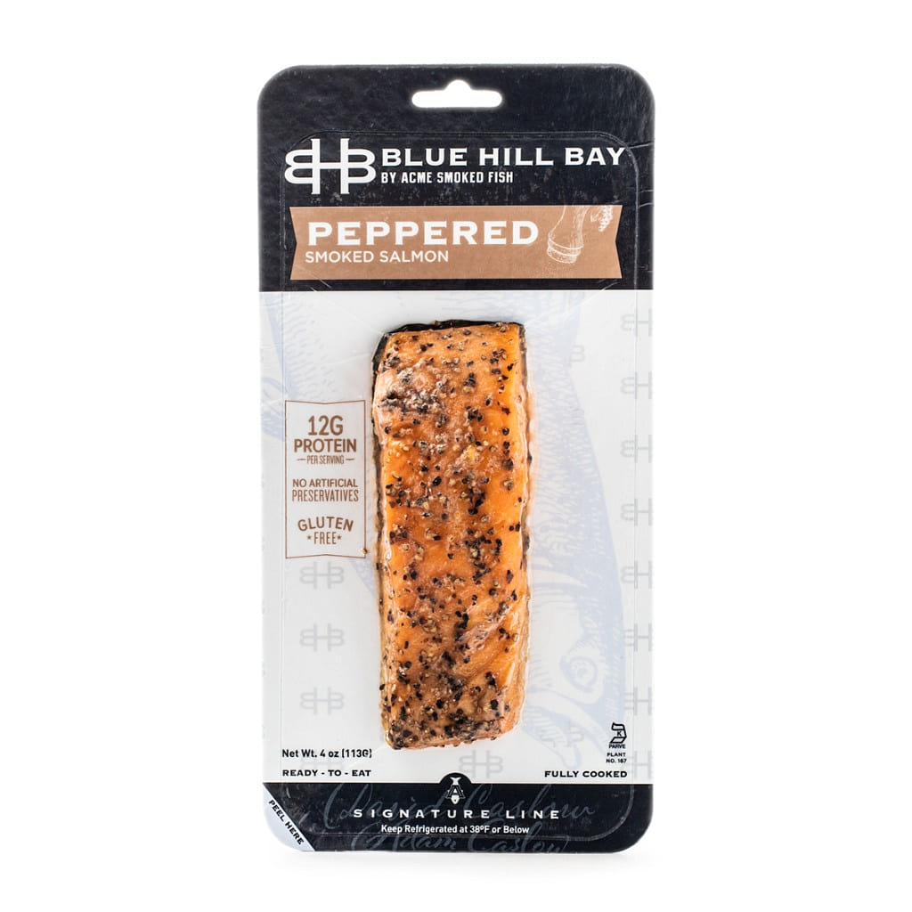 Salmão Defumado com Pimenta Blue Hill Bay, Congelado 4 onça(s)