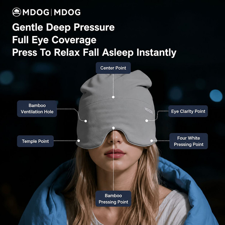MDOG Deep Sleep Eye Mask, Warm Gray, Size M 1 count