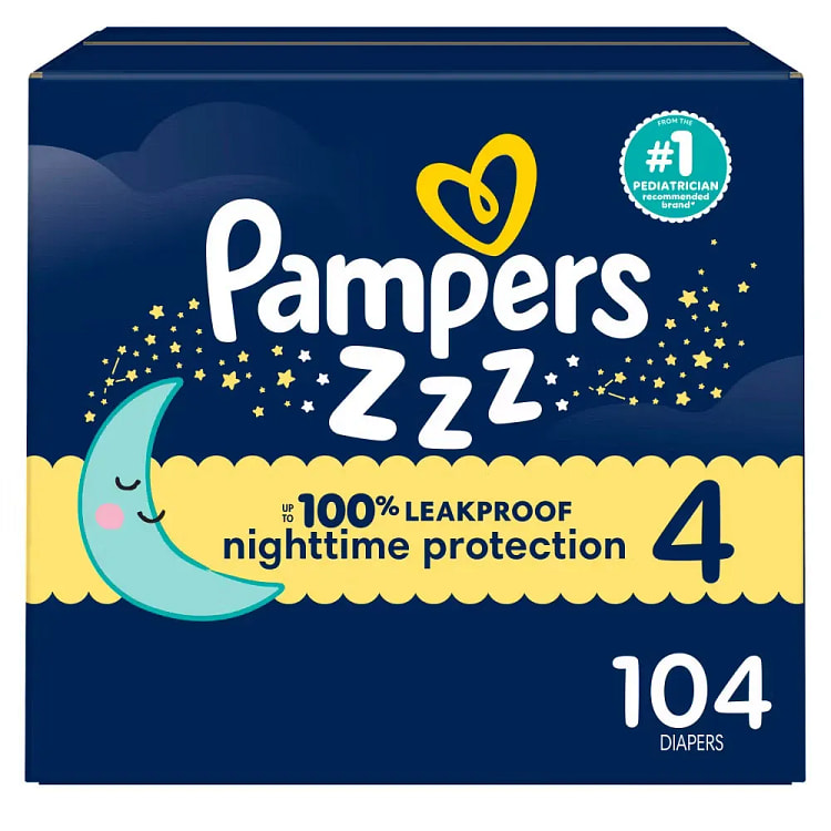 Pampers Swaddlers Overnight Diapers Size 4, 104ct 1 pack