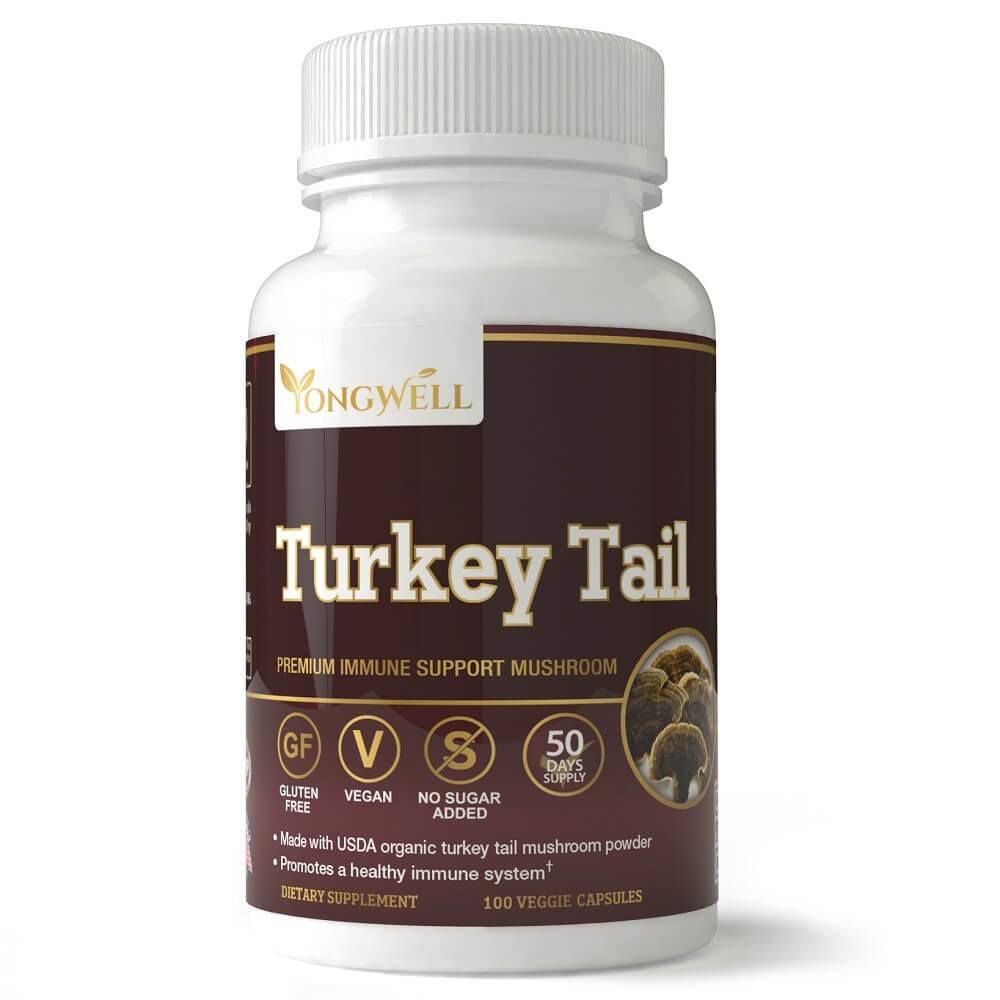 YongWell Turkey Tail, Premium Immune Support Mushroom (100 Veggie Capsules) 1 개입