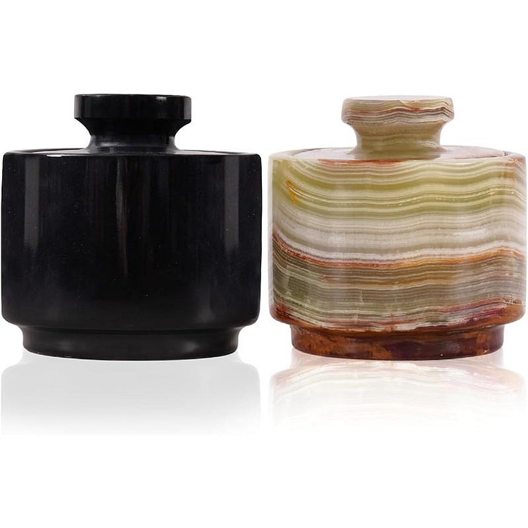 Marble Salt Cellar Black & Green - Elegant Storage 1 each