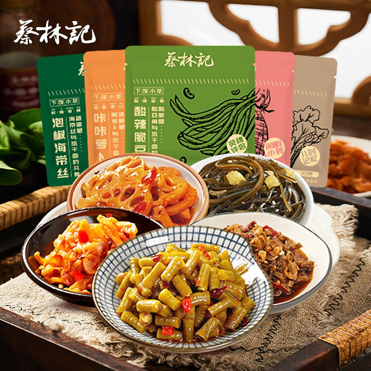 蔡林记酸豆角香辣萝卜丁外婆菜卤藕片海带丝下饭菜开袋即食小包装30g*30包组合