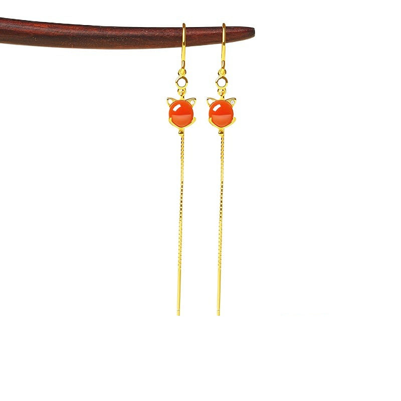 South Red Agate Earrings Little Royal Cat 70 * 7mm 1 box