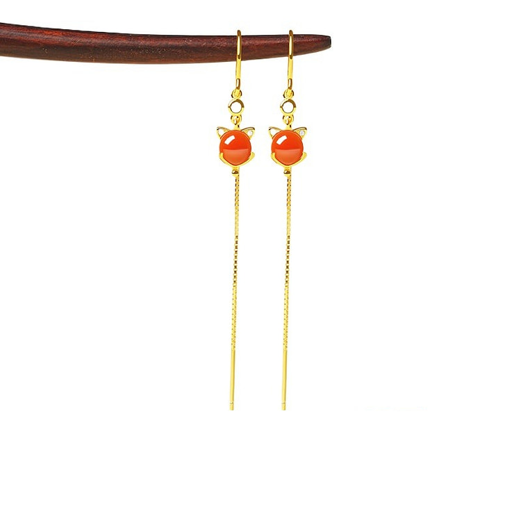 宫里上新 南红红玛瑙耳饰 小御猫 70*7mm 1 盒
