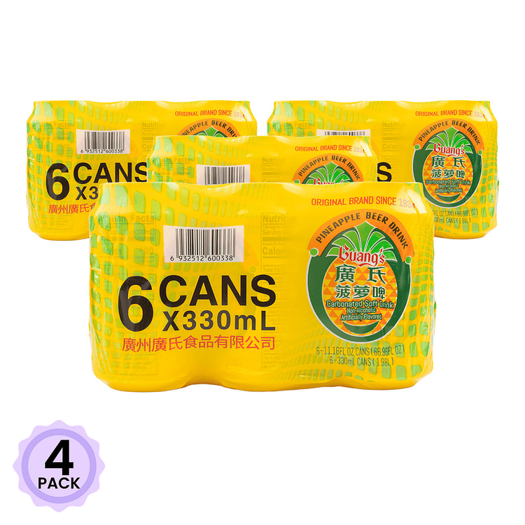 广氏 菠萝啤 果味饮料 无酒精 330 毫升*6 罐*4 包