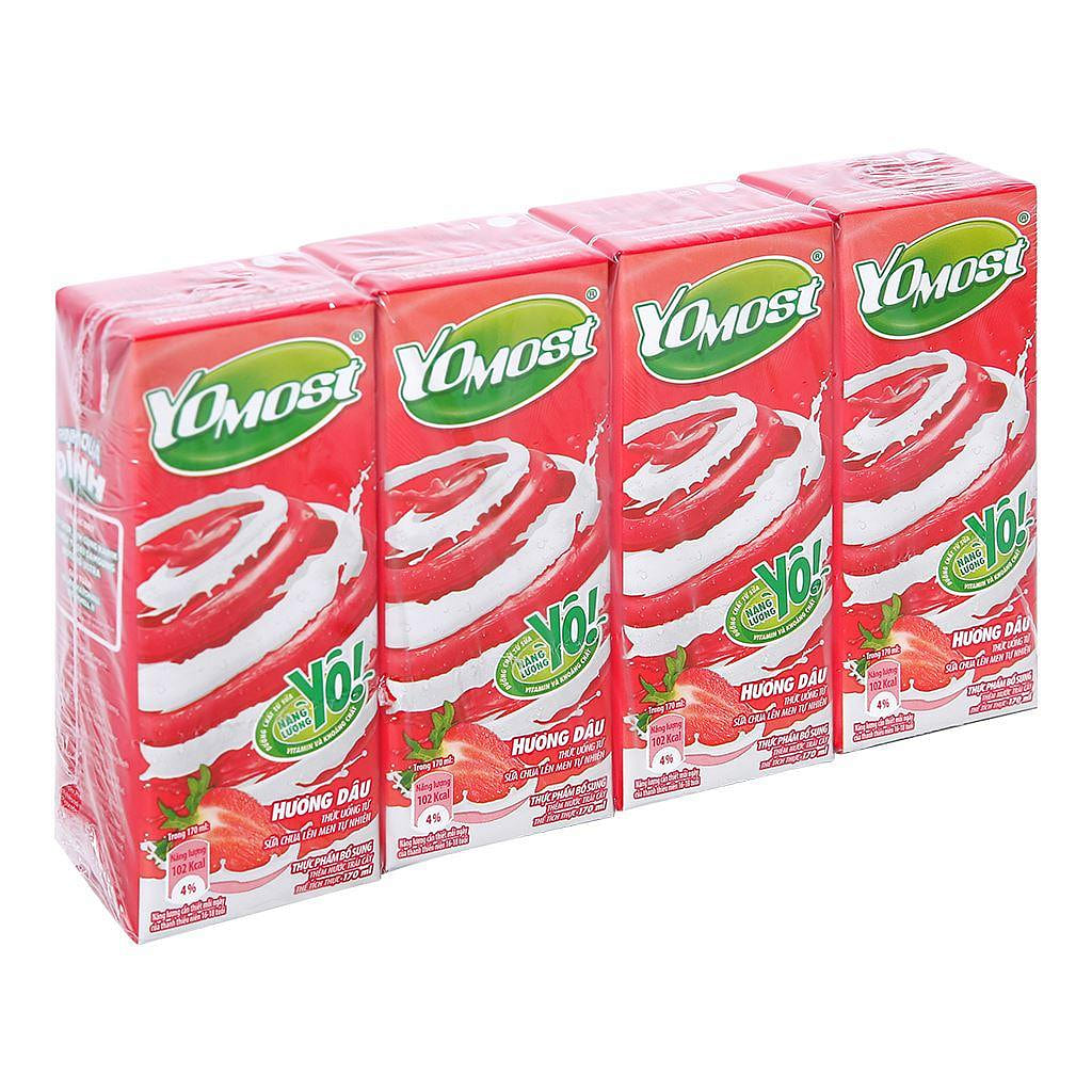 [YOMOST] Yogurt Drink Strawberry Flavor – 4 x 170 ml