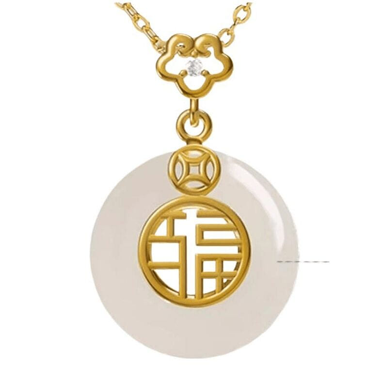 Hotan Jade Safety Clasp Necklace 23 * 15mm 1 box