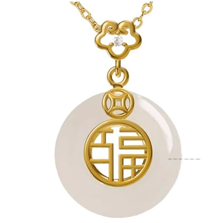 宫里上新 平安扣项链天然和田玉吊坠 23*15mm 1 盒