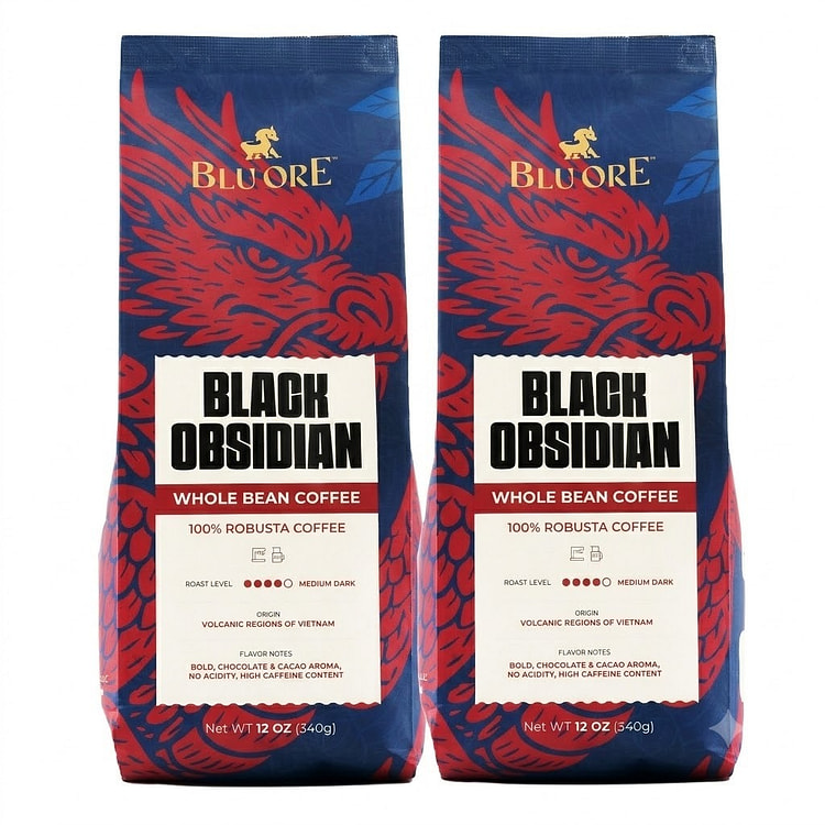 Blu Ore 黑曜石罗布斯塔咖啡豆 2 包装 12 盎司*2 包