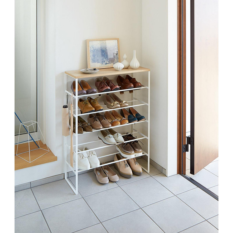 六层鞋架（34英寸高）- 钢白色