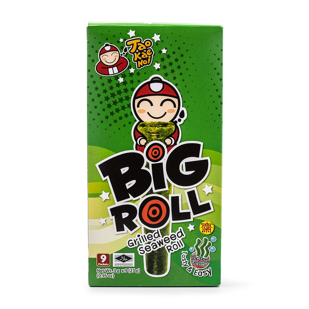 Rolos de Alga Grelhada Clássica, 9 unid, Taokaenoi Big Roll 27 grama(s)