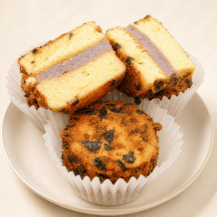 Pan de Nieve de Taro con Hilo de Cerdo