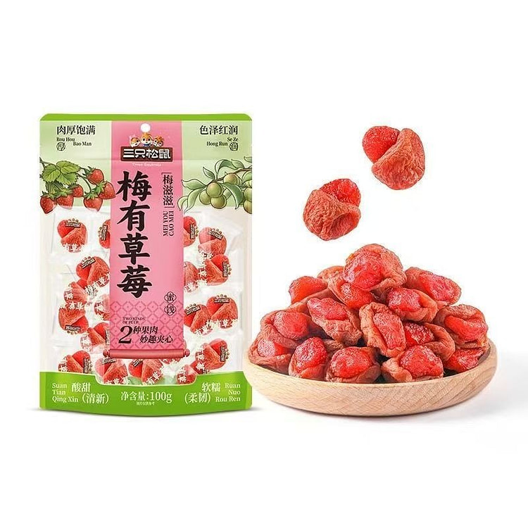 Three Squirrels plum with strawberry 100g*bag 100 g