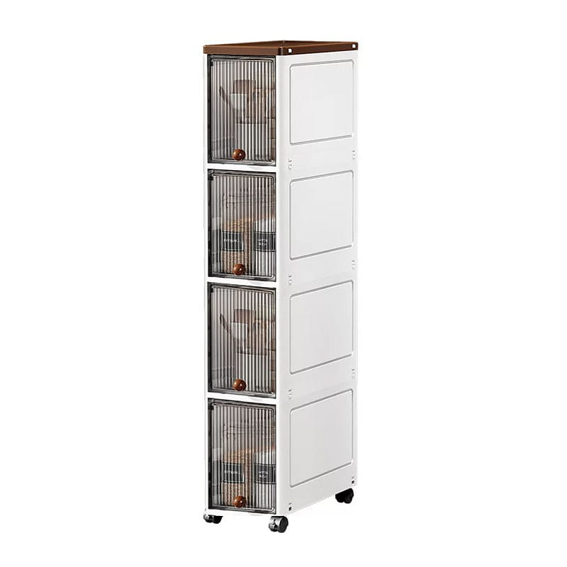 Slim Gap Storage Cabinet 4Tier Flip-Top WithWheels 1 count